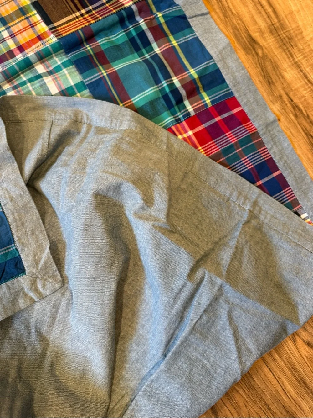 Vintage Ralph Lauren Home Madras Patchwork Plaid Cotton Shower Curtain